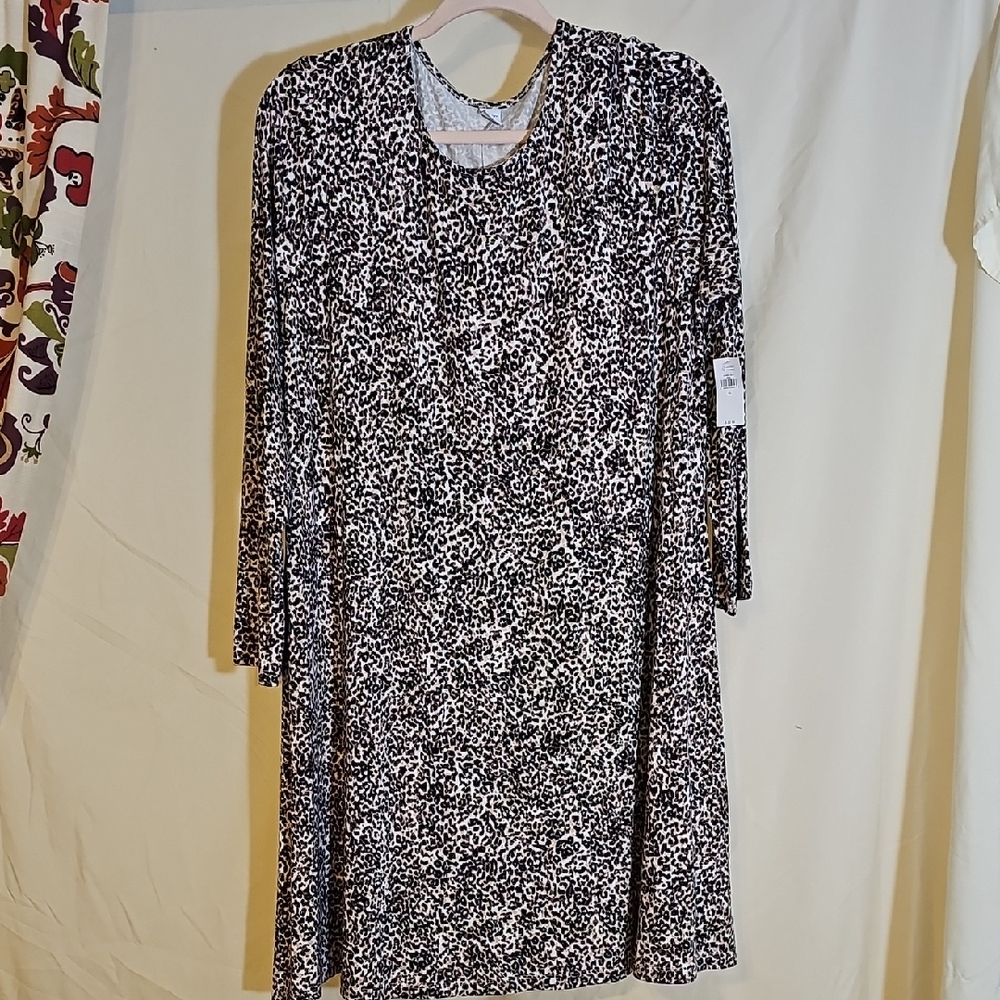 Cheetah Print Long Sleeve Dress 2X